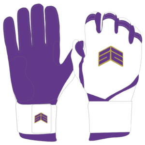 SE Athletics White/Purple/Gold Batting Gloves