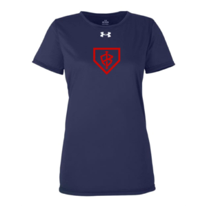 Under Armour Women's Tech Tee Team Impact Navy/Red